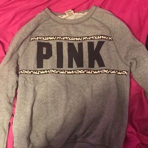 Gray PINK crew neck